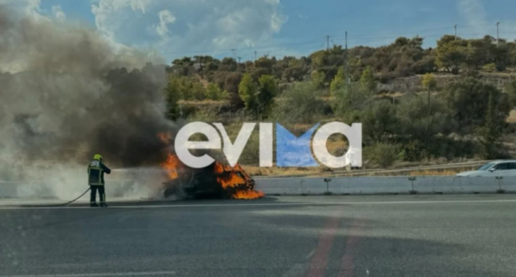 Ελευσίνα: Αυτοκίνητο τυλίχθηκε στις φλόγες στα διόδια – Photo