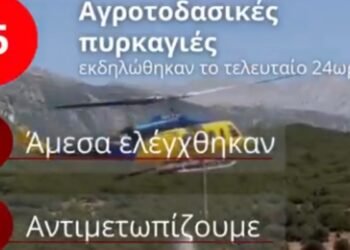 Πυροσβεστική: 65 αγροτοδασικές πυρκαγιές το τελευταίο 24ωρο σε όλη τη χώρα
