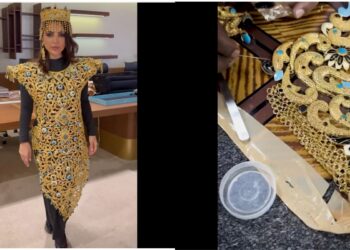 Το «χρυσό θαύμα» των 10 κιλών: Το πιο ακριβό φόρεμα στον κόσμο μπήκε στο βιβλίο Γκίνες